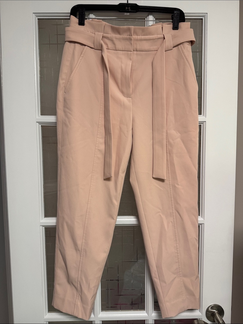 White House Black Market Blush Paperbag Belted Cropped Pants